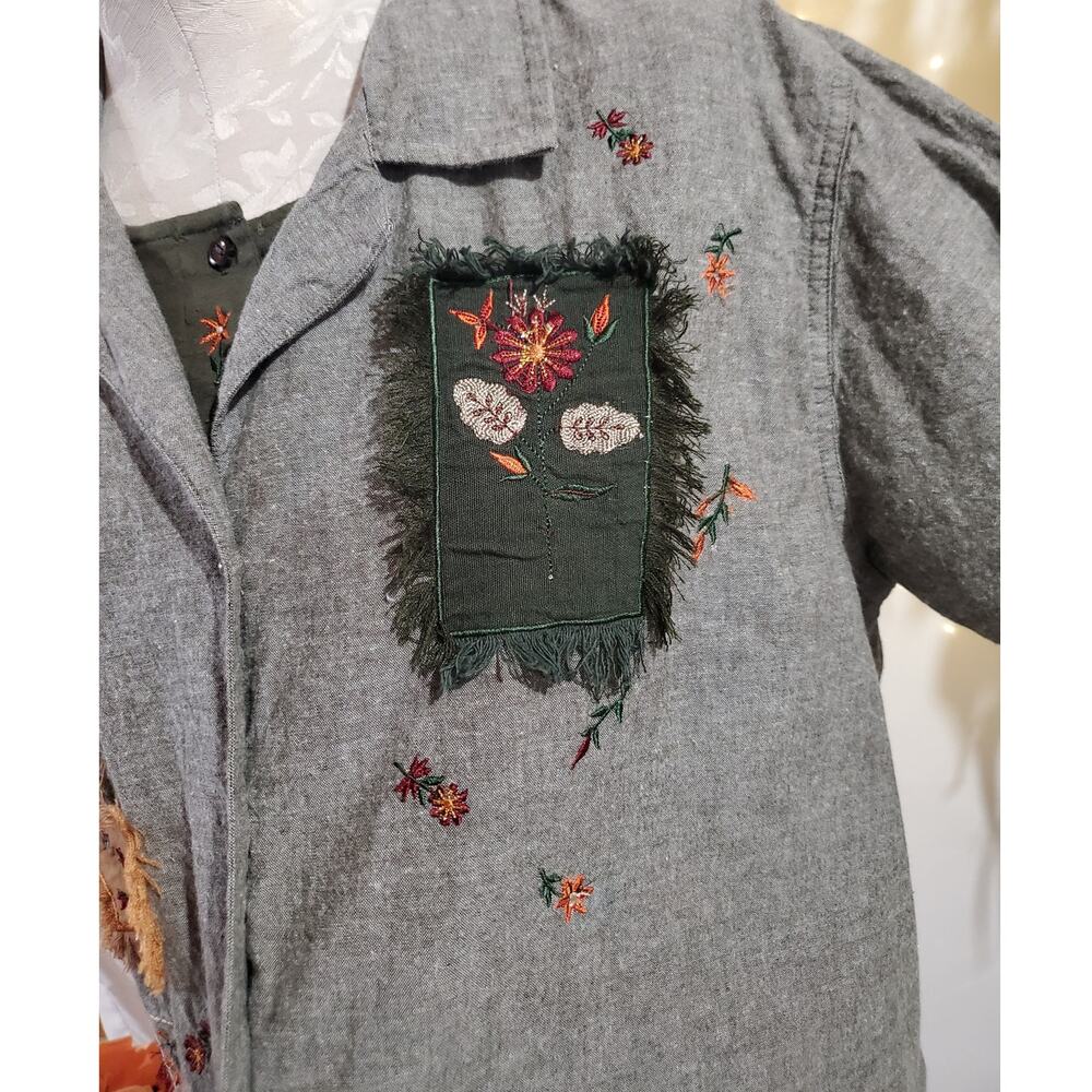 Vtg Bobbie Brooks Layered Embroidered Patch Button Top Size XL Cottage Hippie - Picture 4 of 13